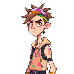 A Fortnite player illustrated in a vector art style, showcasing a skinny build and an exaggeratedly large head that gives him a comical and annoying appearance