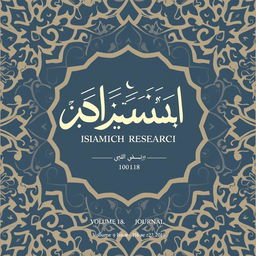 A beautifully designed cover for an Islamic research journal, featuring a harmonious blend of traditional and modern aesthetics