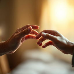 A captivating image of two hands reaching out for each other, poised in a vulnerable and intimate gesture