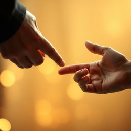 A captivating image of two hands reaching out for each other, poised in a vulnerable and intimate gesture