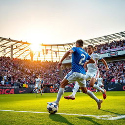 An action-packed soccer match between Leganes and Real Madrid at a vibrant stadium filled with fans