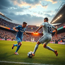 An action-packed soccer match between Leganes and Real Madrid at a vibrant stadium filled with fans