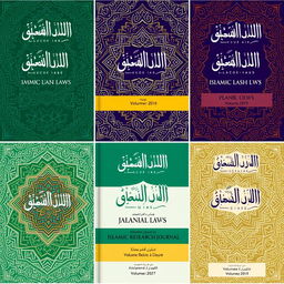 A collection of editable covers for an Islamic research journal, designed to blend traditional Islamic art with contemporary design elements