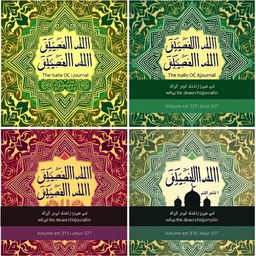 A collection of editable covers for an Islamic research journal, designed to blend traditional Islamic art with contemporary design elements