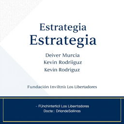 A professional and elegant cover page for a document, featuring the title prominently displayed at the top: 'Estrategia'
