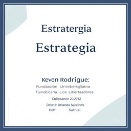 A professional and elegant cover page for a document, featuring the title prominently displayed at the top: 'Estrategia'