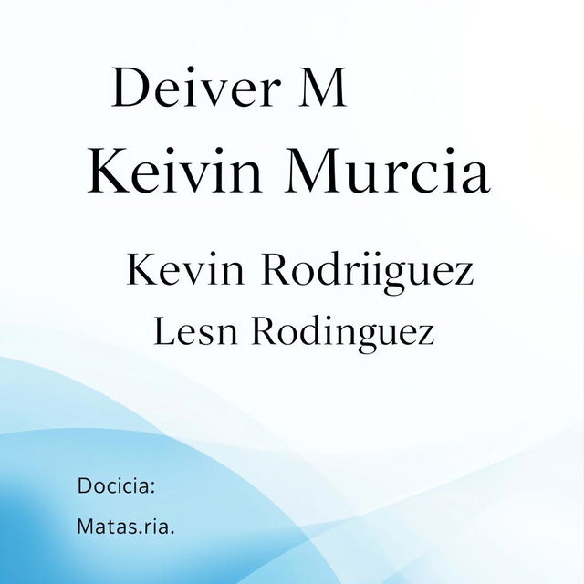 A creative and professional cover design featuring the names 'Deiver Murcia' and 'Kevin Rodriguez' prominently displayed at the top in an elegant font