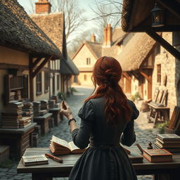 A realistic fantasy scene set in a quaint small village in England during the present day