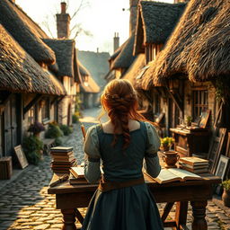 A realistic fantasy scene set in a quaint small village in England during the present day