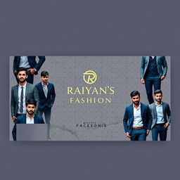 A stylish Facebook cover for a men's clothing brand named Raiyan's Fashion