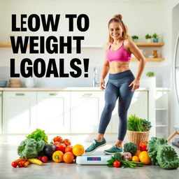 A motivational scene depicting a person achieving weight loss goals, with a supportive environment