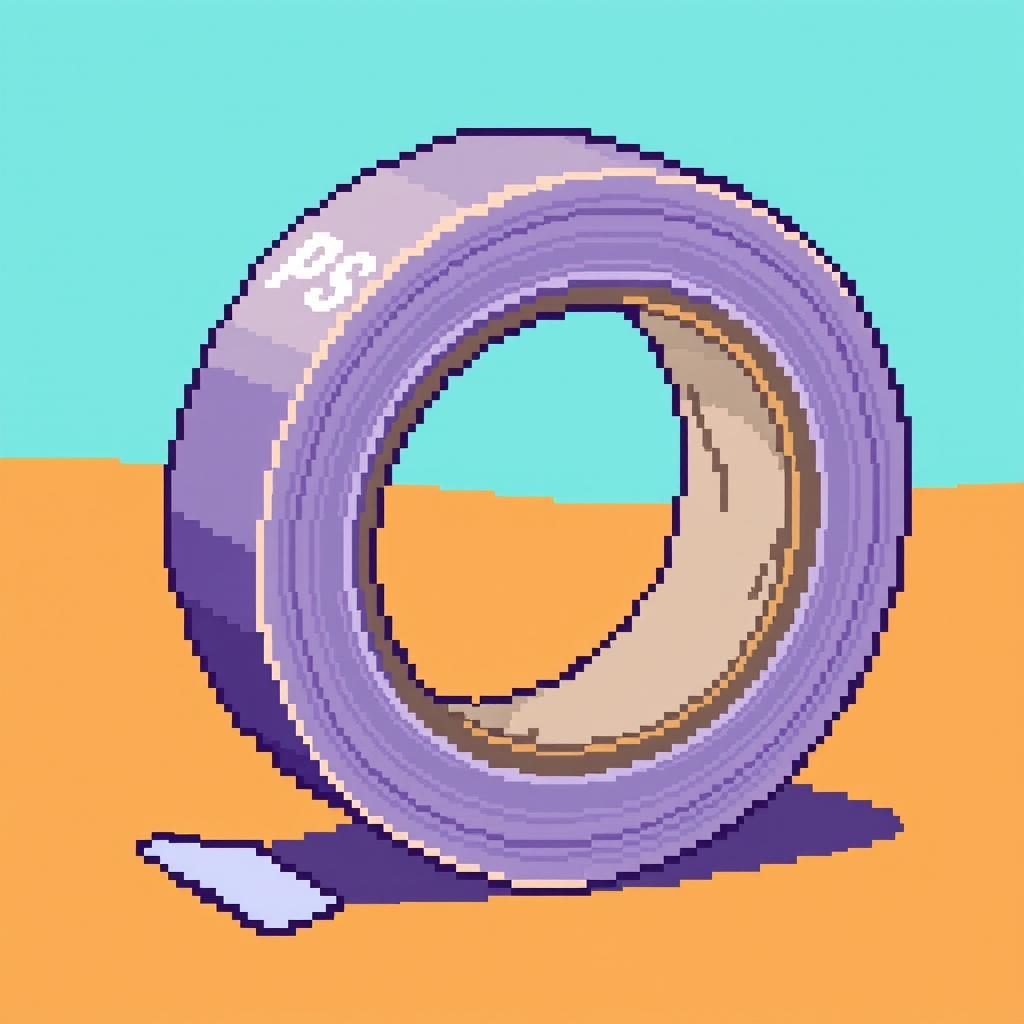 A pixel art representation of a roll of tape, specifically showcasing polysilicon (PS) tape