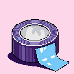 A pixel art representation of a roll of tape, specifically showcasing polysilicon (PS) tape