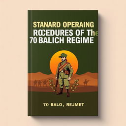 An authoritative and striking book cover design for a military manual, focused on the standard operating procedures of an infantry battalion from the 70 Baloch Regiment of the Pakistan Army