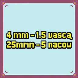 A pixel art sign featuring the text "4мм – 1,5 часа, 25мм – 5 часов" in a bold and clear pixelated font