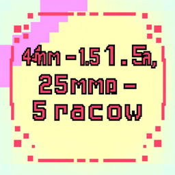 A pixel art sign featuring the text "4мм – 1,5 часа, 25мм – 5 часов" in a bold and clear pixelated font