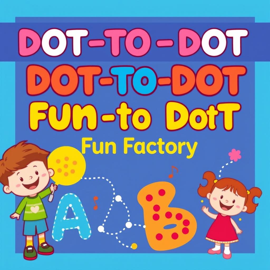 Create a vibrant and engaging cover for 'Dot-to-Dot Fun Factory: Alphabet & Numbers Edition', specifically designed for kids ages 2-6