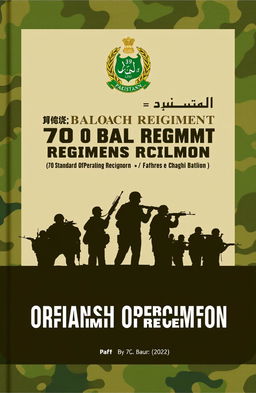 A book cover design depicting the standard operating procedures of the 70 Baloch Regiment infantry battalion, also known as Fakhre e Chaghi Battalion