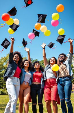 A vibrant and motivational scene depicting young adults celebrating life after completing their matric exams