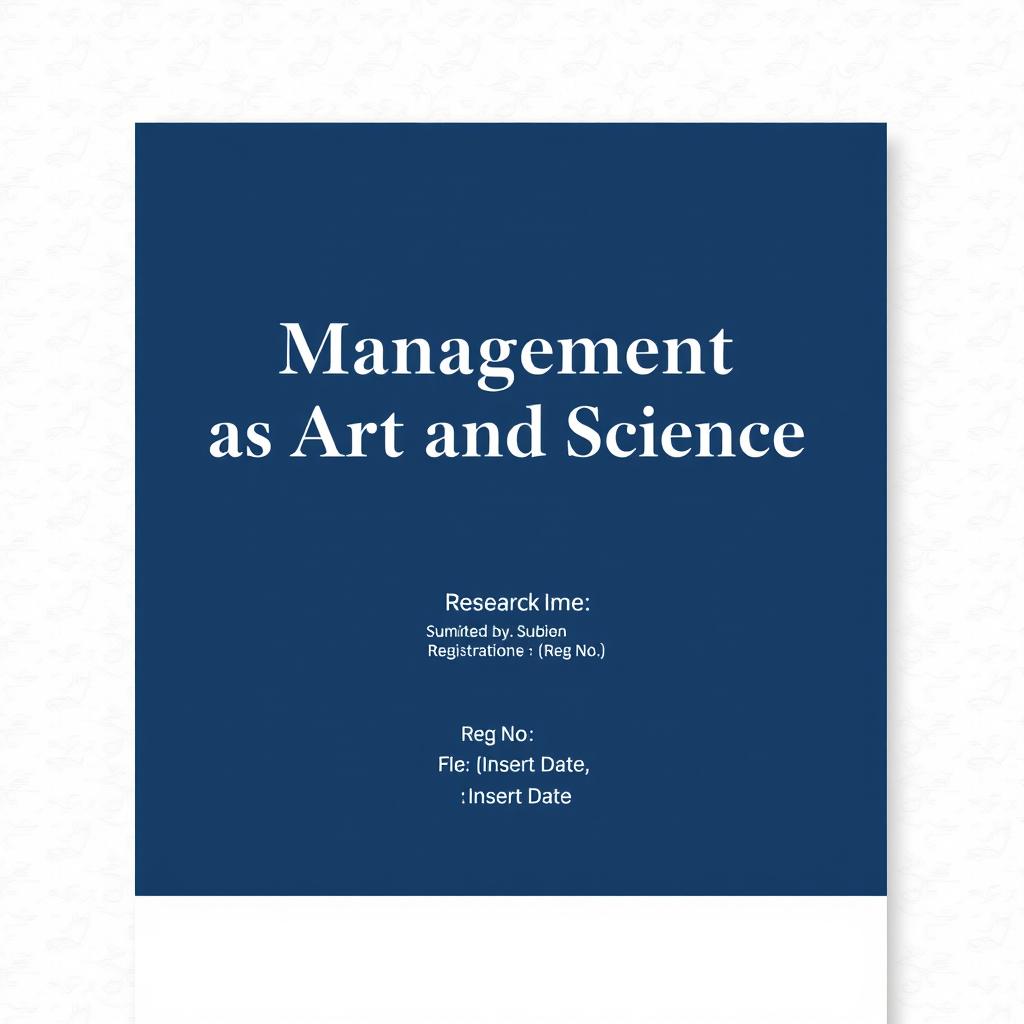 A professional cover page for a research document titled 'Management as Art and Science'