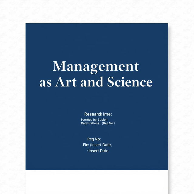 A professional cover page for a research document titled 'Management as Art and Science'