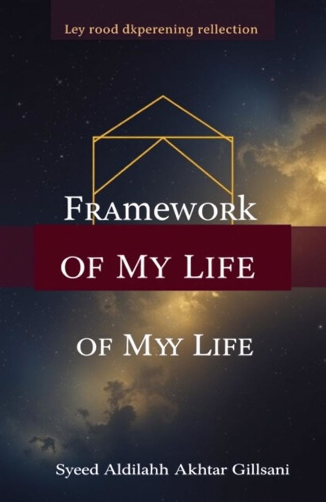 A sophisticated and introspective book cover for *Framework Of My Life*, featuring a central geometric framework or grid pattern symbolizing structure