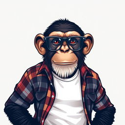 A hyper-realistic logo design featuring a sassy chimpanzee with a playful, confident expression