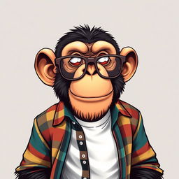 A hyper-realistic logo design featuring a sassy chimpanzee with a playful, confident expression