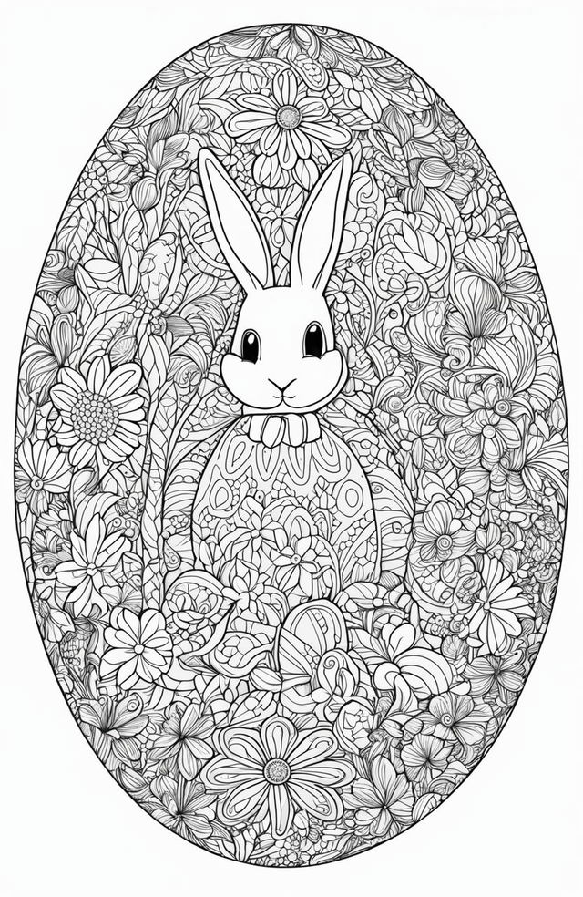 This is a black and white, Easter-themed colouring book page by Tim Jeffs