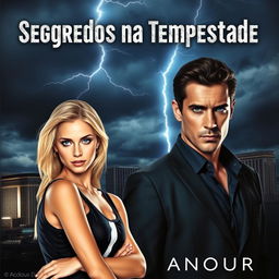 A dramatic book cover for a fanfiction romance set on a dark, stormy night in Las Vegas