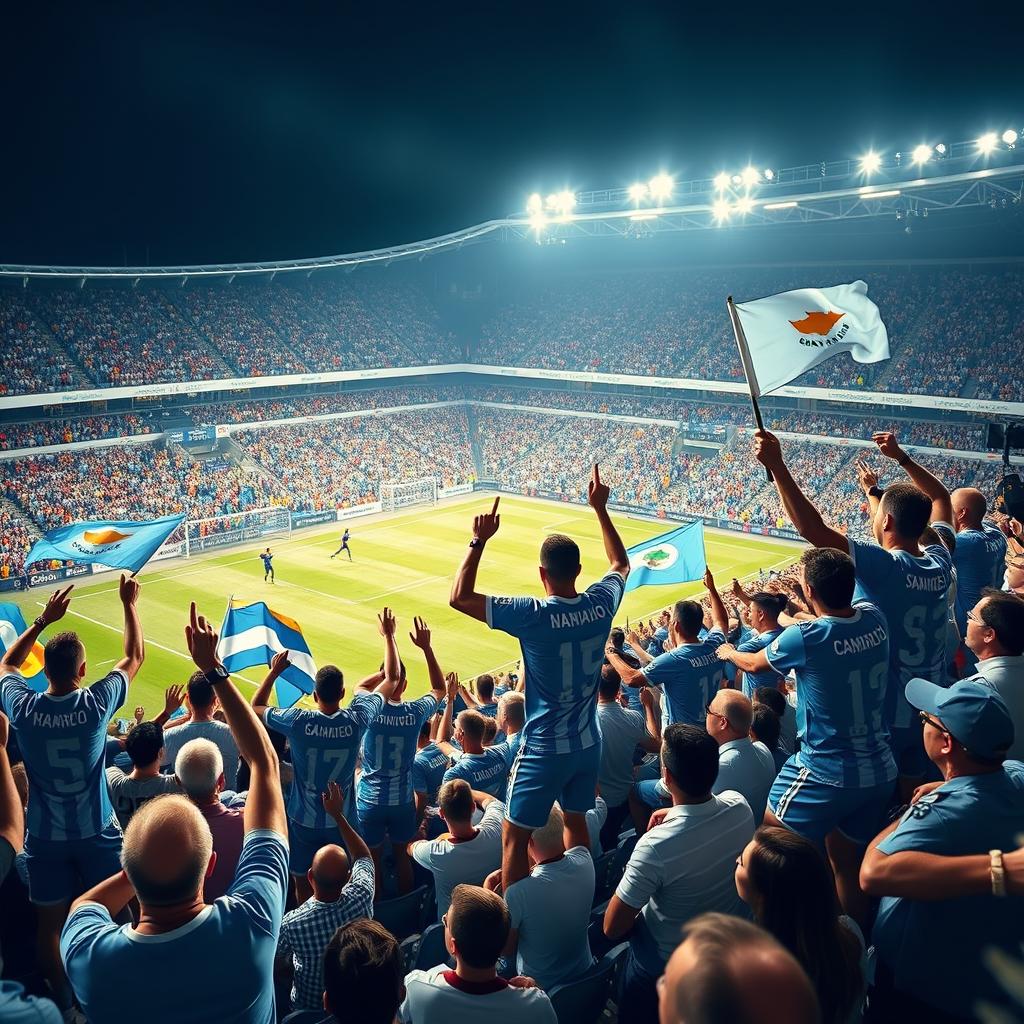 An epic scene depicting the victory of San Marino against Cyprus in a football match