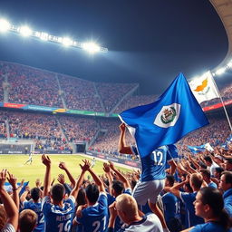An epic scene depicting the victory of San Marino against Cyprus in a football match