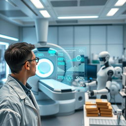 A high-tech diagnostic technology scene inside a futuristic laboratory
