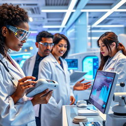 A vibrant scene depicting the intersection of diagnostic technology and innovation in a high-tech medical research facility