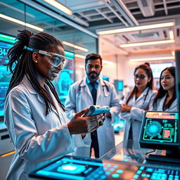 A vibrant scene depicting the intersection of diagnostic technology and innovation in a high-tech medical research facility