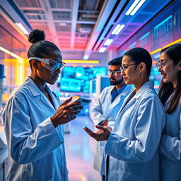 A vibrant scene depicting the intersection of diagnostic technology and innovation in a high-tech medical research facility