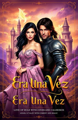 The cover of 'Era Uma Vez' showcases the protagonists Angel Silva and Cassian Calheiros in a visually stunning blend of medieval fantasy and contemporary elements