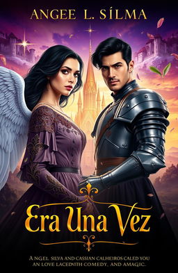 The cover of 'Era Uma Vez' showcases the protagonists Angel Silva and Cassian Calheiros in a visually stunning blend of medieval fantasy and contemporary elements