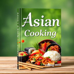 A vibrant book cover design titled 'Asian Cooking'