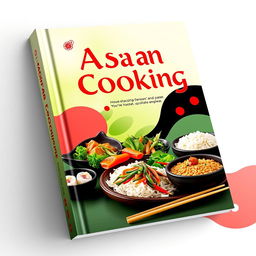 A vibrant book cover design titled 'Asian Cooking'