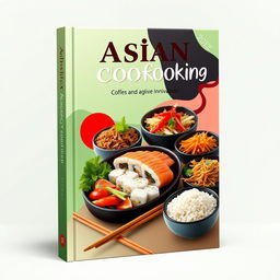 A vibrant book cover design titled 'Asian Cooking'