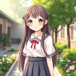 A charming portrayal of a Korean schoolgirl embodying sweet innocence