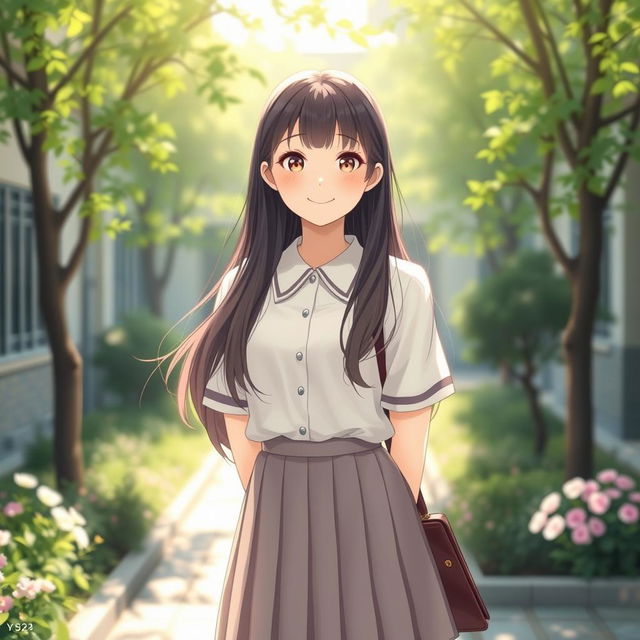 A charming portrayal of a Korean schoolgirl embodying sweet innocence