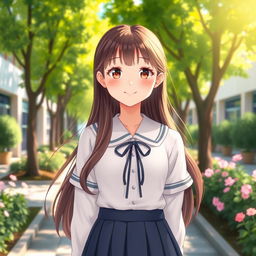 A charming portrayal of a Korean schoolgirl embodying sweet innocence