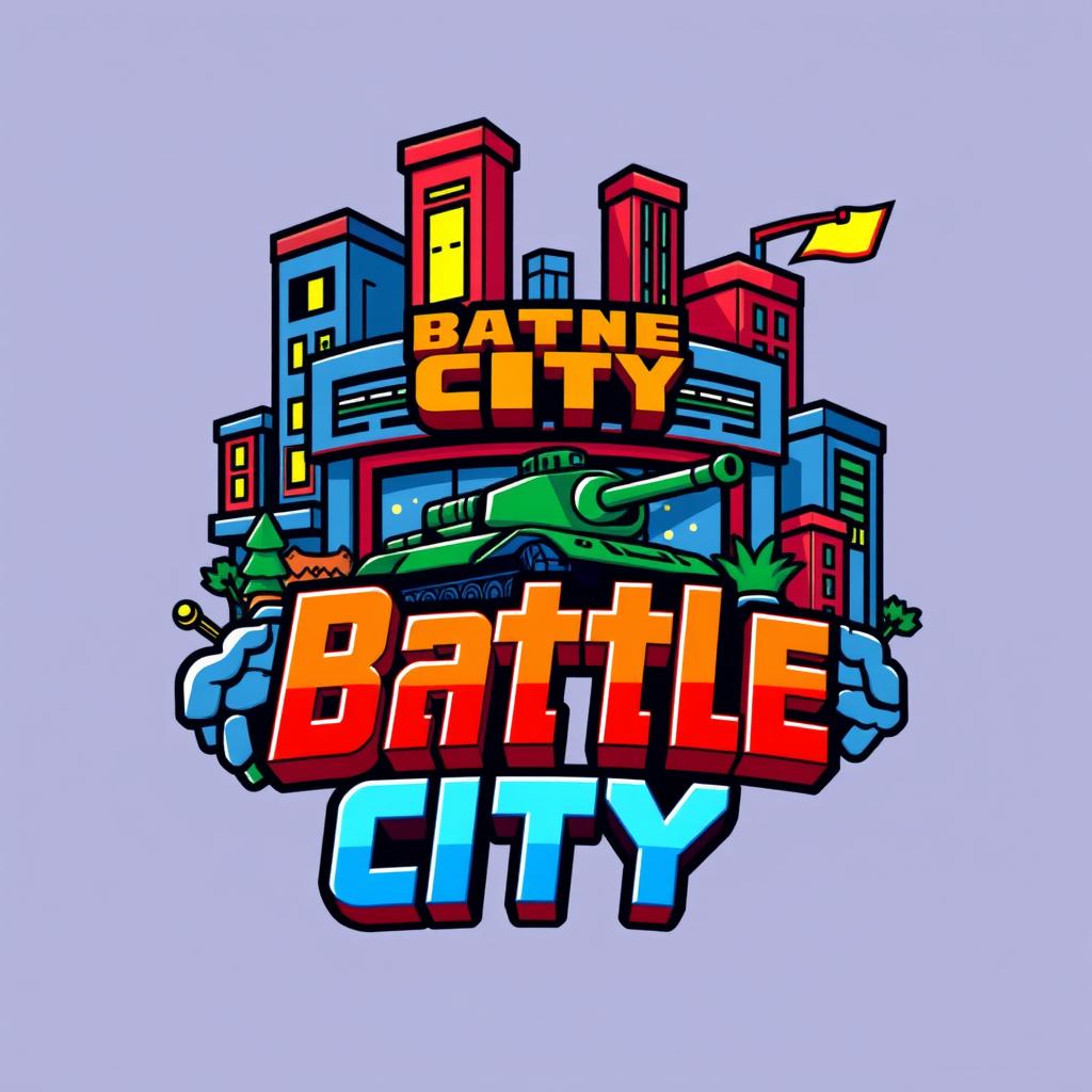 An iconic store logo inspired by the classic Battle City video game aesthetic, featuring pixelated graphics and vibrant colors