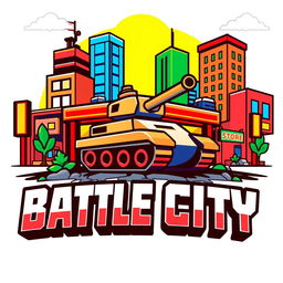 An iconic store logo inspired by the classic Battle City video game aesthetic, featuring pixelated graphics and vibrant colors