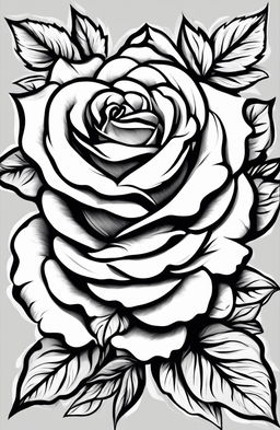 A digital art image in the style of a colouring book page by Tim Jeffs, featuring an intricately detailed rose