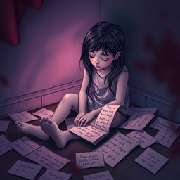 An evocative book cover design that beautifully yet sorrowfully illustrates the story of a teenager planning to end her life