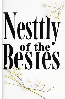A white cover with elegant black writing, adorned with small pale green flower stems