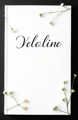 A white cover with elegant black writing, adorned with small pale green flower stems